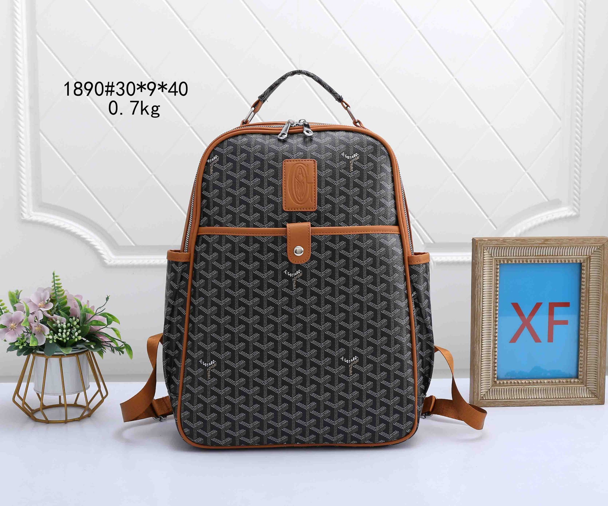 Geometric Monogram Travel Backpack