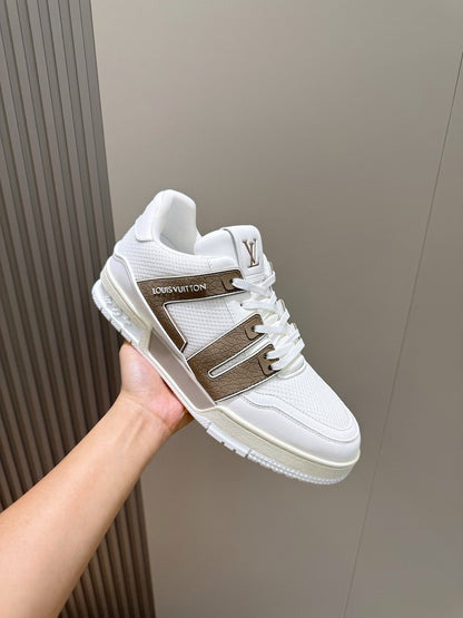 LV Trainer Sneakers White And Brown