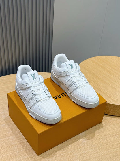 LV Trainer Sneakers Resting In White Colorway