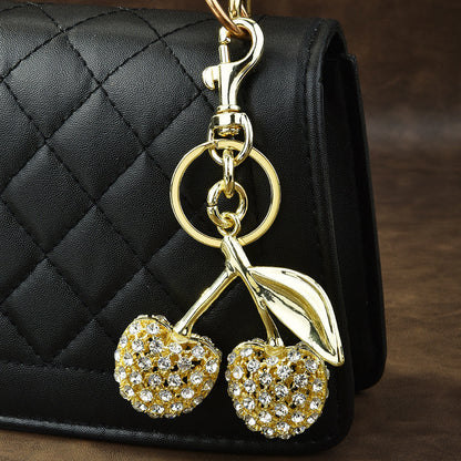 Full Diamond Cherry Bag Keychain Pendant