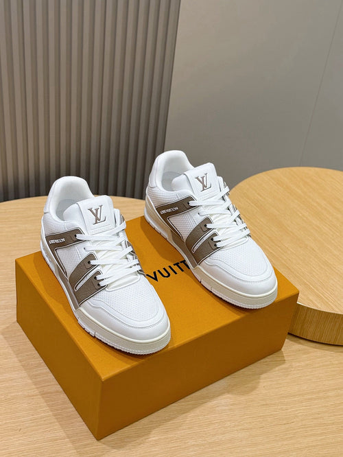 LV Trainer Sneakers White And Brown