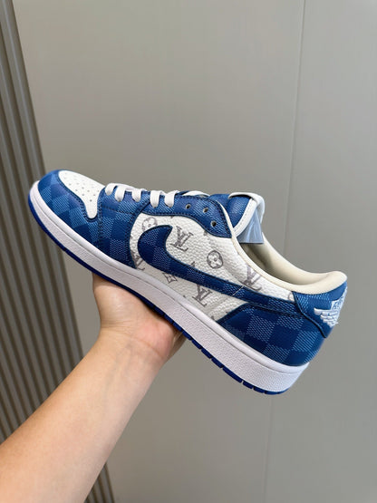 LV Monogram Denim Pattern Trainer Sneakers