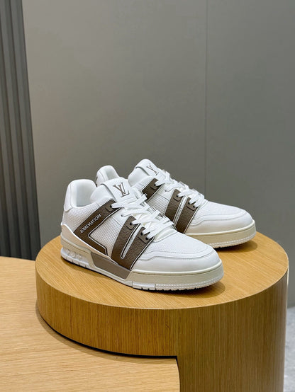 LV Trainer Sneakers White And Brown