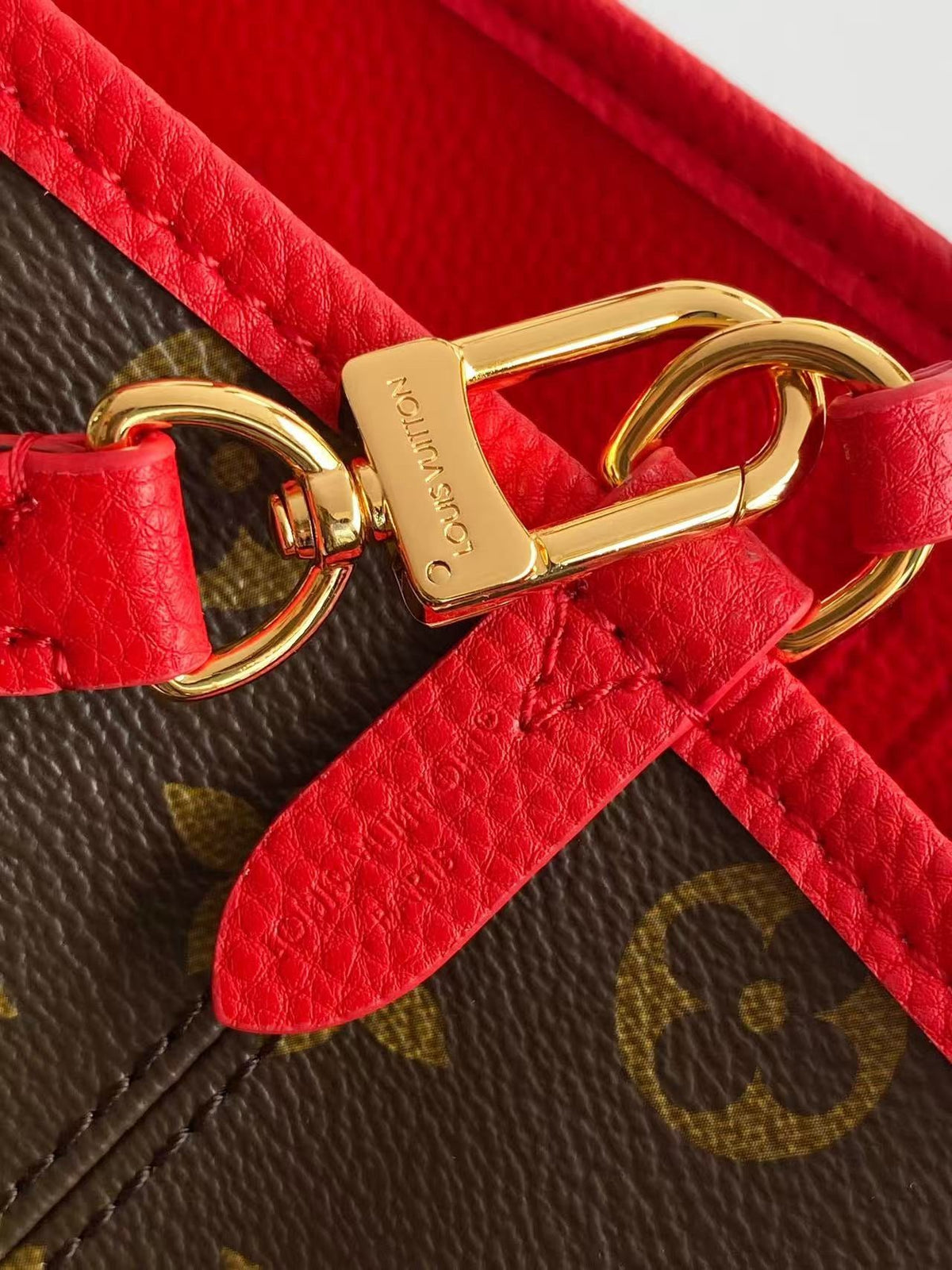 Neverfull Inside Out BB Bag With Vibrant Red Exterior