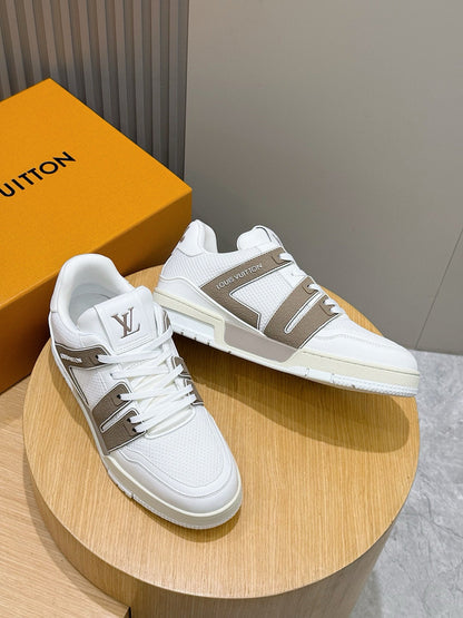 LV Trainer Sneakers White And Brown