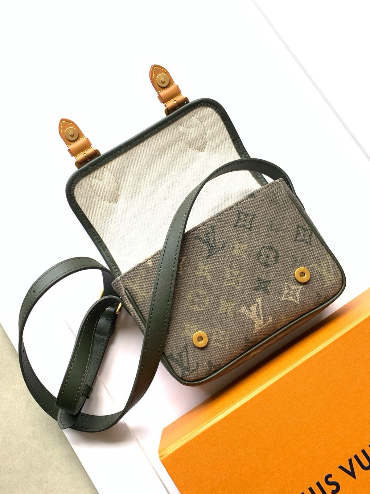 Satchel Wearable Wallet With Khaki Monogram Surplus Canvas