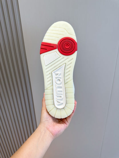 White LV Trainer Sneakers