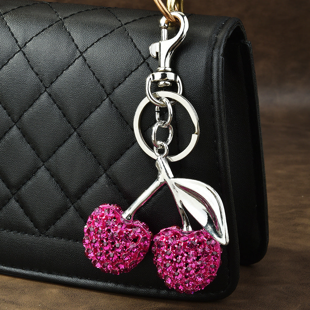 Full Diamond Cherry Bag Keychain Pendant