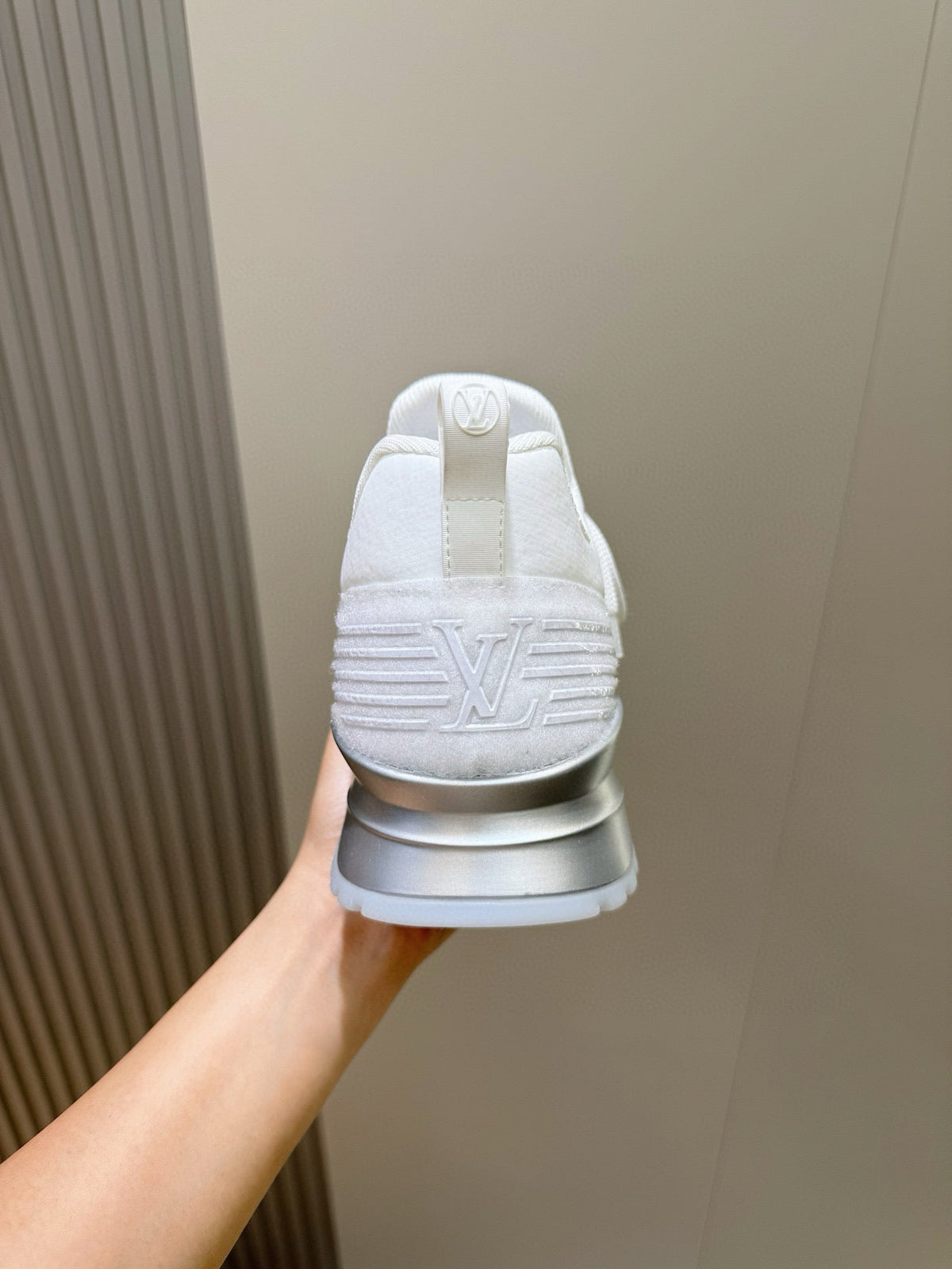 LV New Runner Knit Sneakers With Silver-Tone Initials