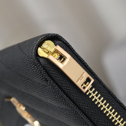 Large Zip-Around Wallet With Gold-Tone Hardware