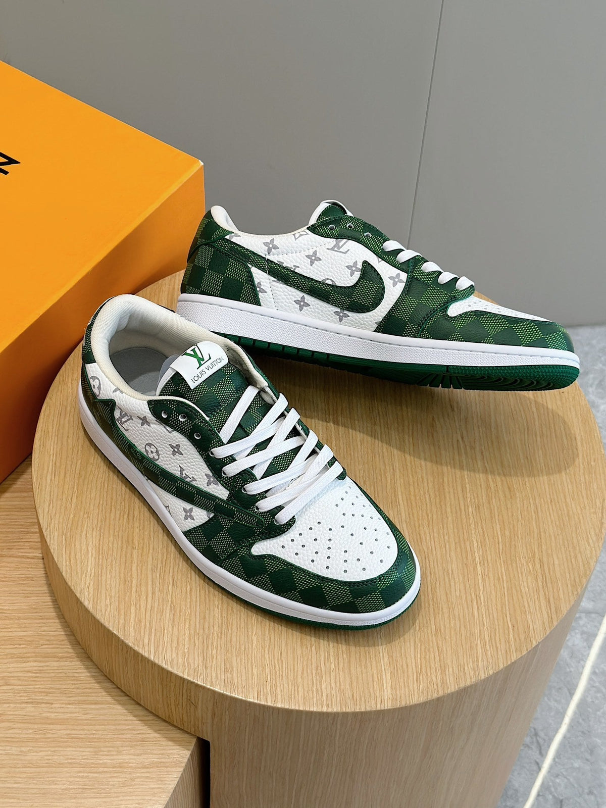 LV Trainer In White And Green Colorway