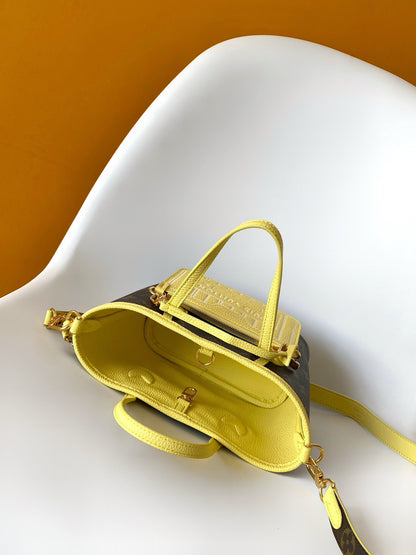 Neverfull Inside Out Handbag With Bright Yellow Trim
