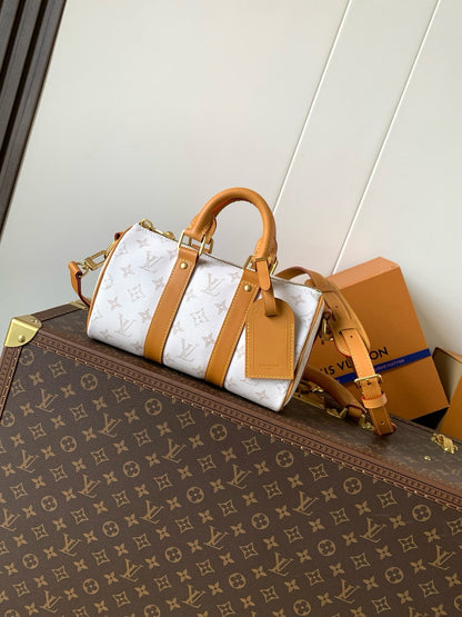 Keepall Bandouliere 25 With White Monogram Coated Canvas