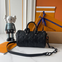 Black Embossed Monogram with Orange Chain Accent