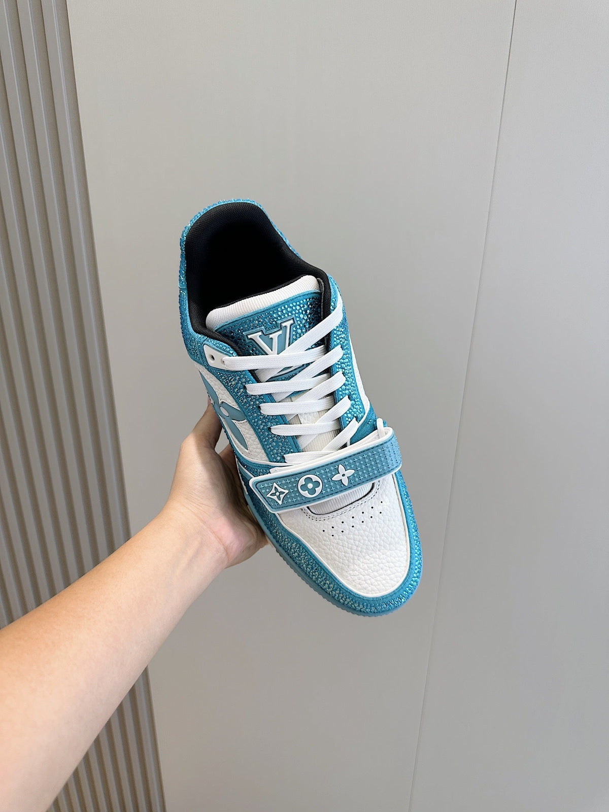 LV Light Blue Trainer Strass Crystal Edition