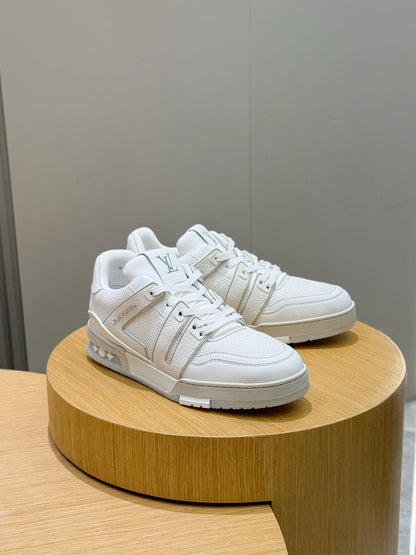 LV Trainer Sneakers Resting In White Colorway