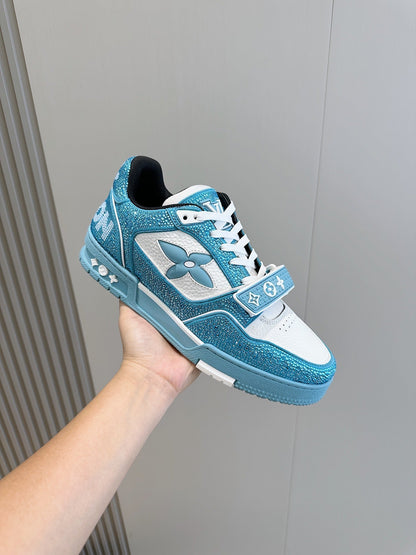 LV Light Blue Trainer Strass Crystal Edition