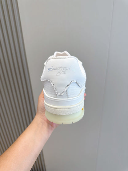 White LV Trainer Sneakers