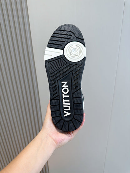 LV White & Black Trainer Sneakers