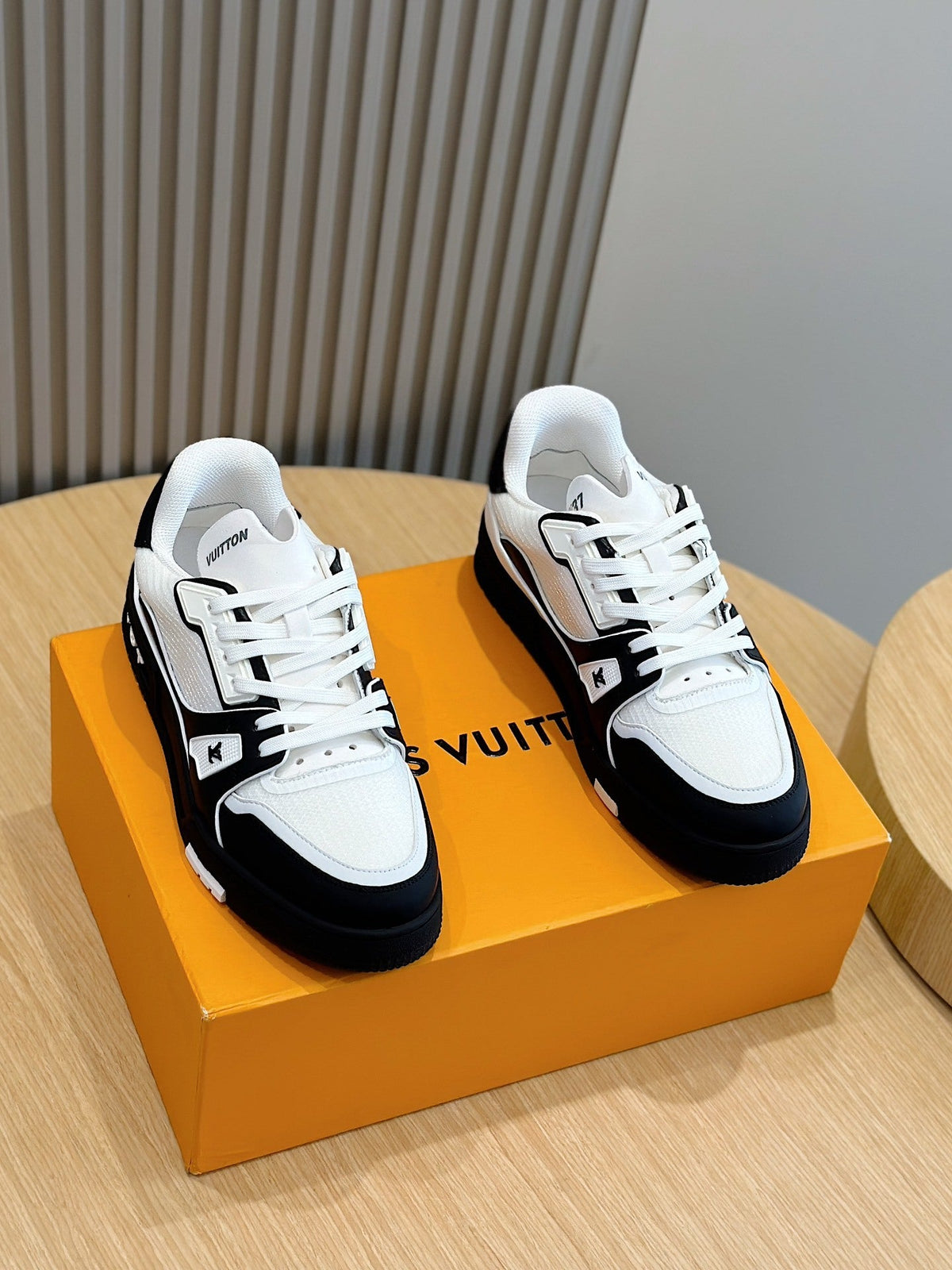 LV White & Black Trainer Sneakers