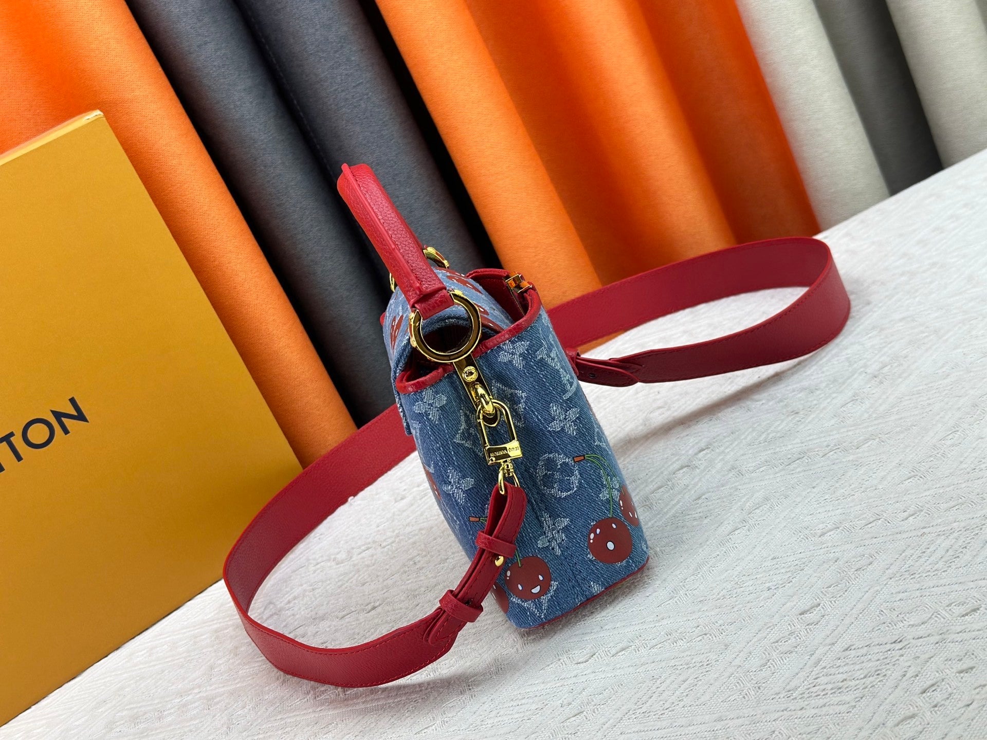 Denim Cherry Capucines Handbag