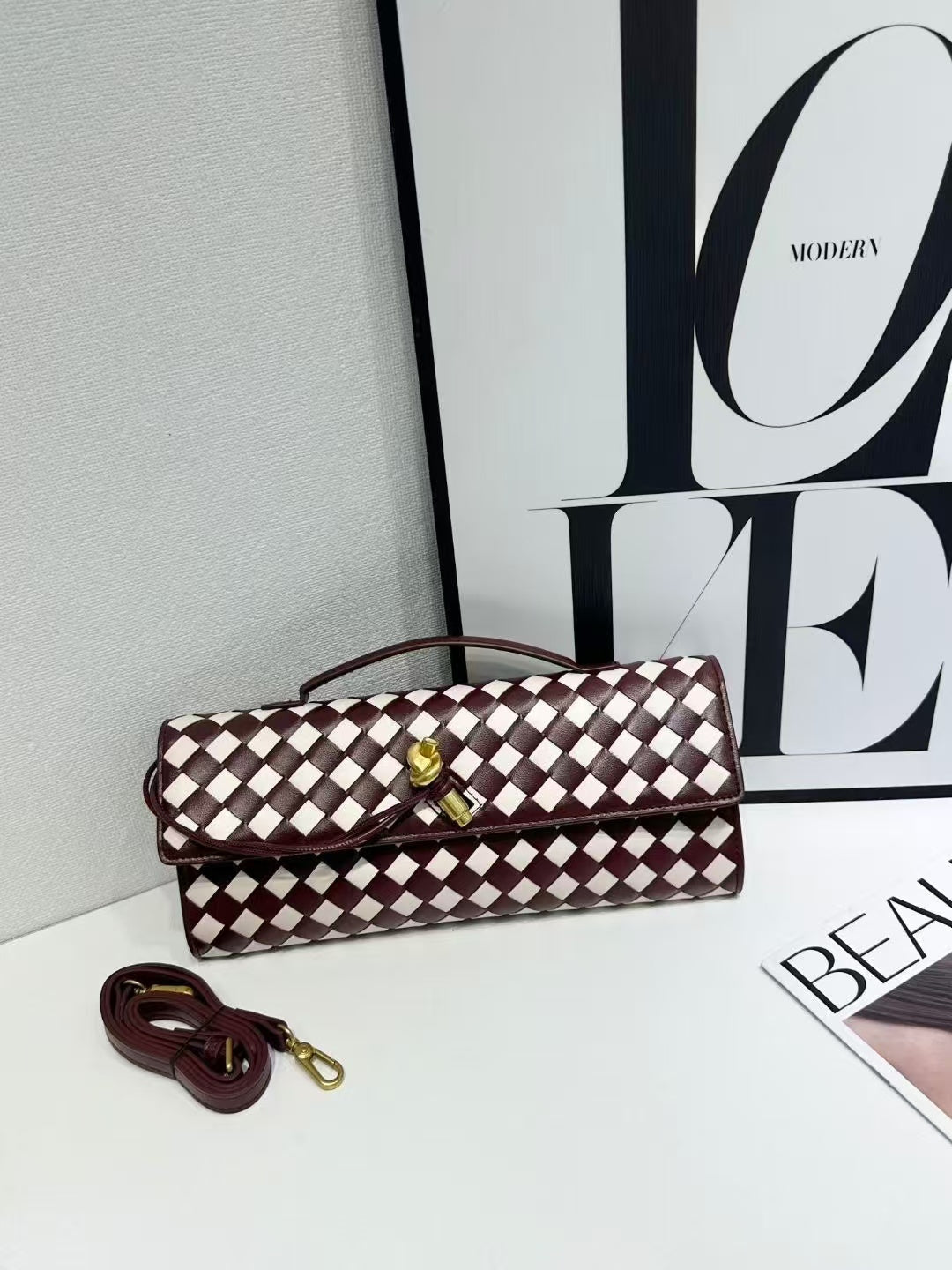 Woven Leather Clutch