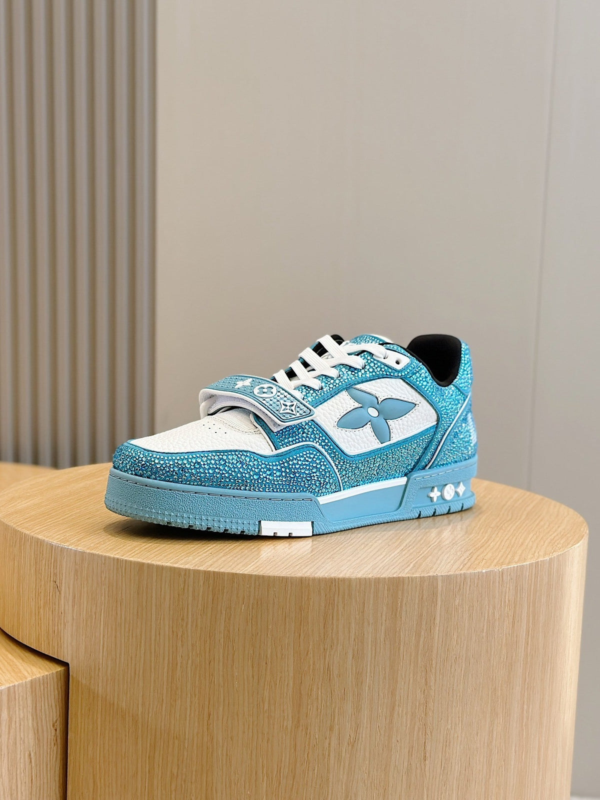 LV Light Blue Trainer Strass Crystal Edition