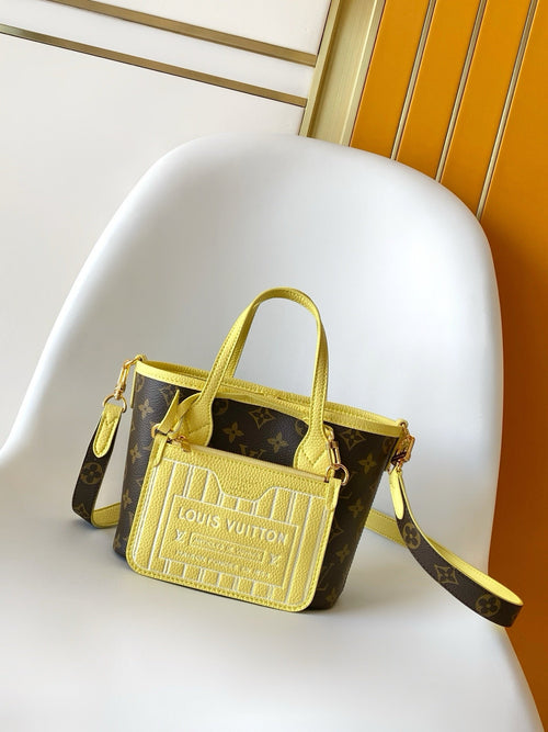 Neverfull Inside Out Handbag With Bright Yellow Trim