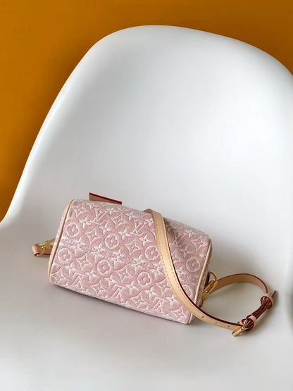 Speedy Bandouliere 20 Pink Monogram Jacquard Canvas
