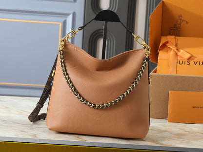 Chain Accent Hobo Shoulder Bag