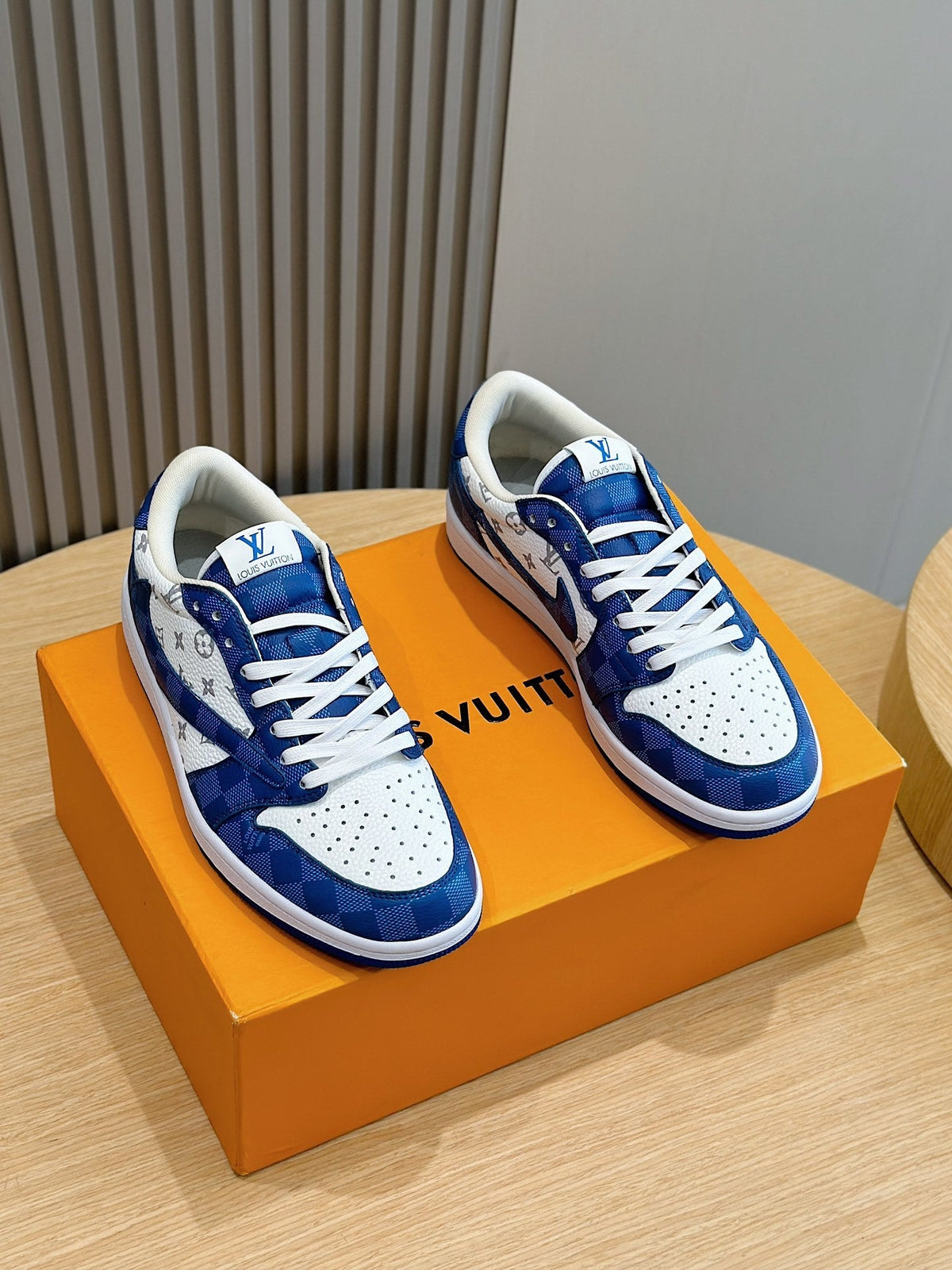 LV Monogram Denim Pattern Trainer Sneakers