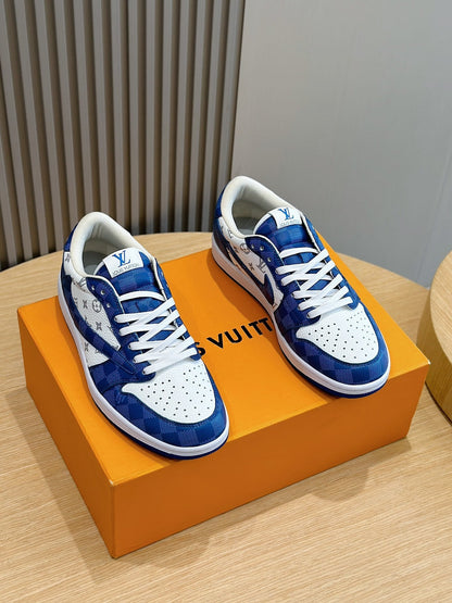 LV Monogram Denim Pattern Trainer Sneakers