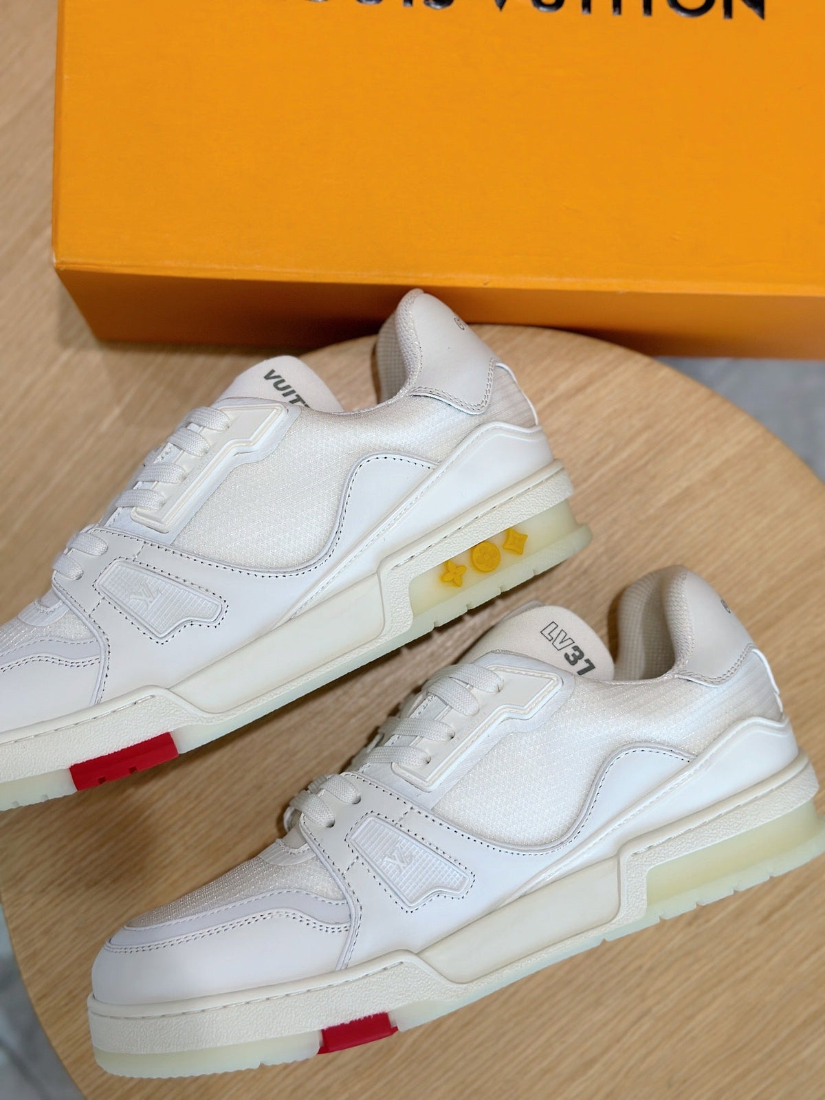 White LV Trainer Sneakers
