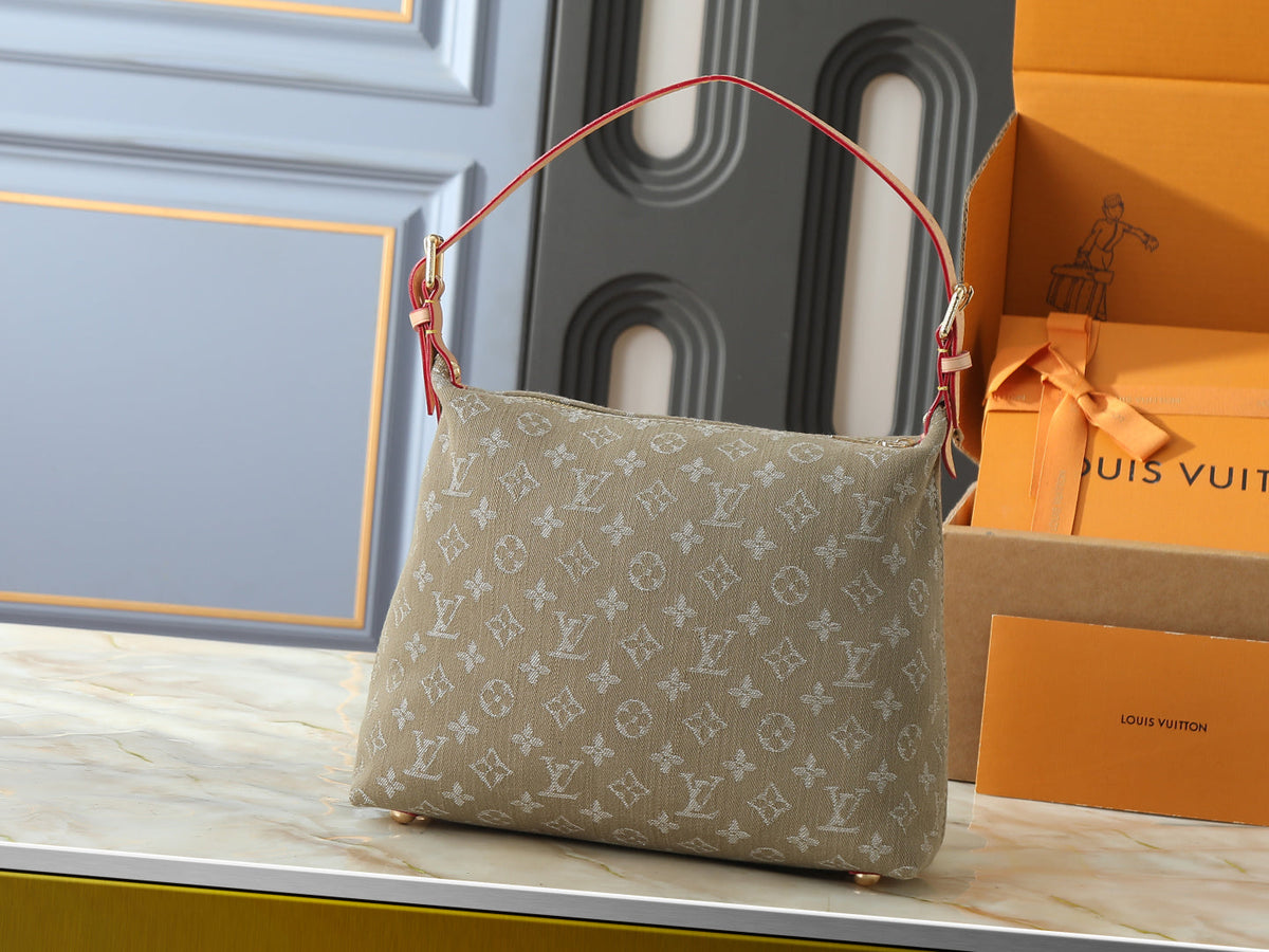 LV Monogram Denim Baggy MM Hobo Shoulder Bag