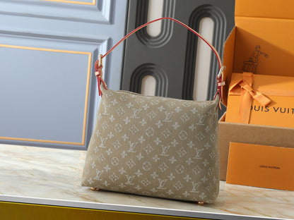 LV Monogram Denim Baggy MM Hobo Shoulder Bag