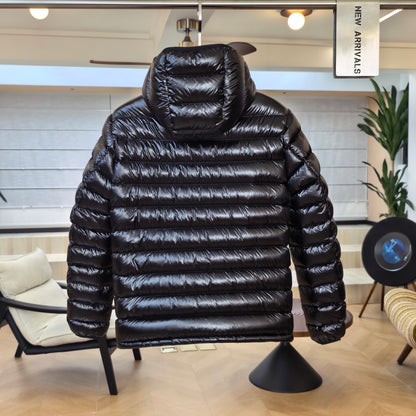 Glossy Black Bady Hooded Short Down Jacket