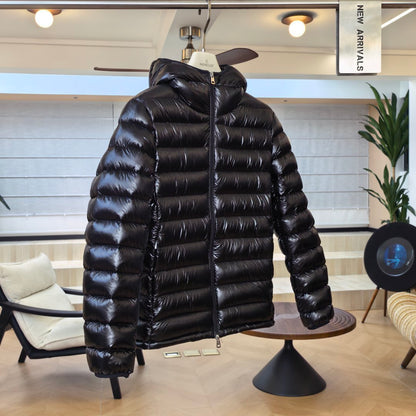 Glossy Black Bady Hooded Short Down Jacket