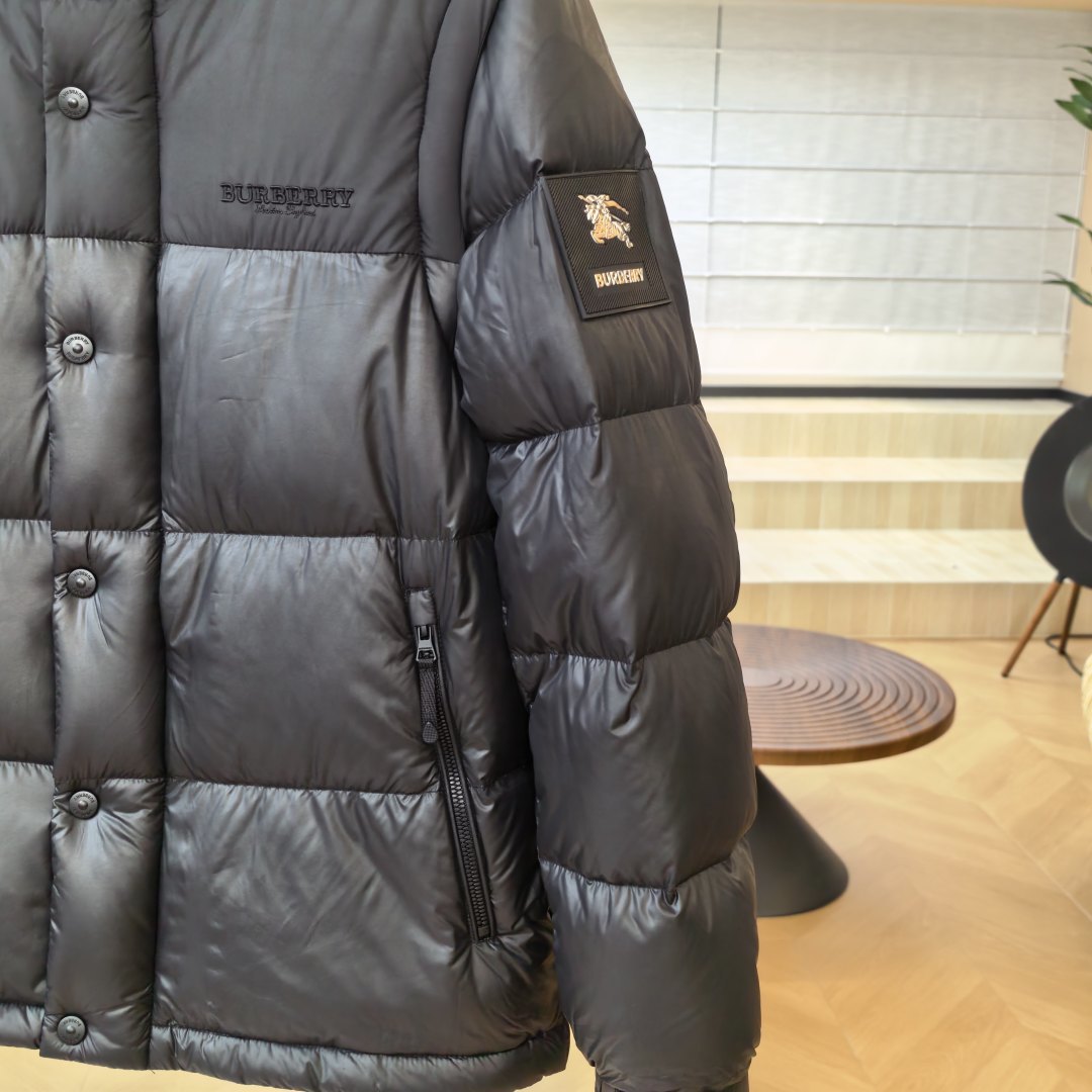 Hooded Puffer Jacket With Glossy Nylon Shell