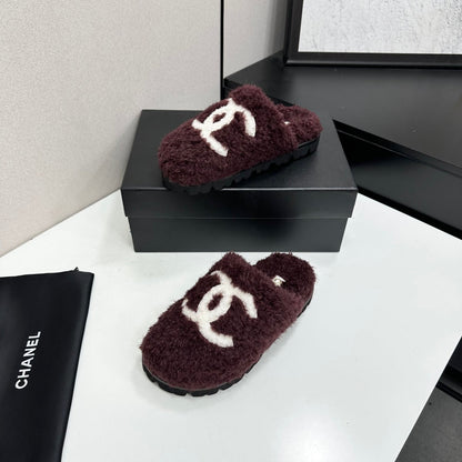 Cream Shearling Mule With A Chunky Black Lug Sole