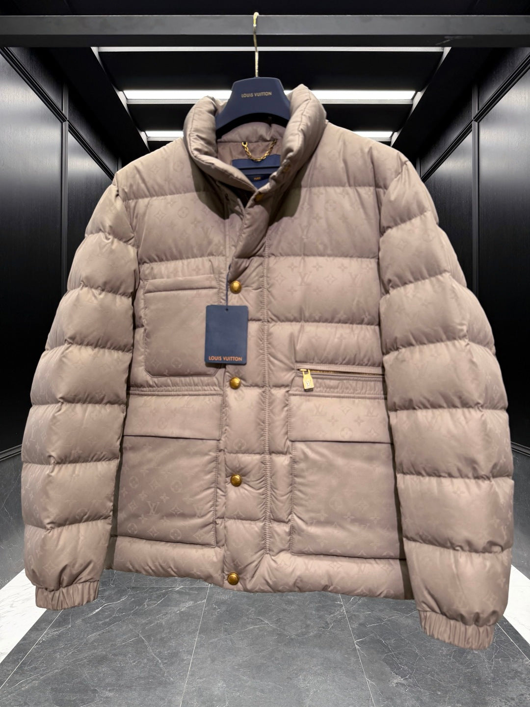 LV Stone-Colored Puffer Jacket