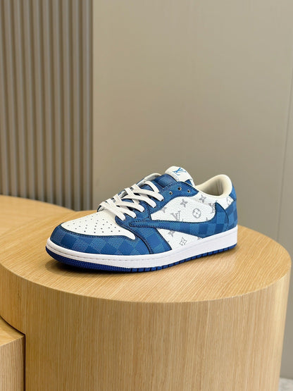 LV Monogram Denim Pattern Trainer Sneakers