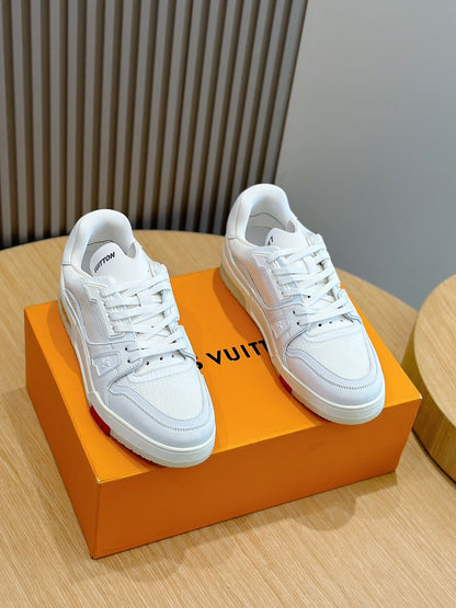 White LV Trainer Sneakers