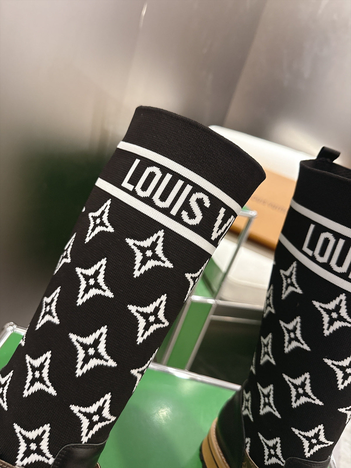 Bold Monogram-Knit Sock