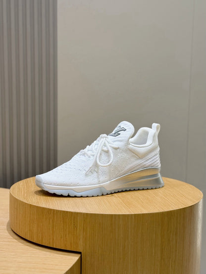 LV New Runner Knit Sneakers With Silver-Tone Initials