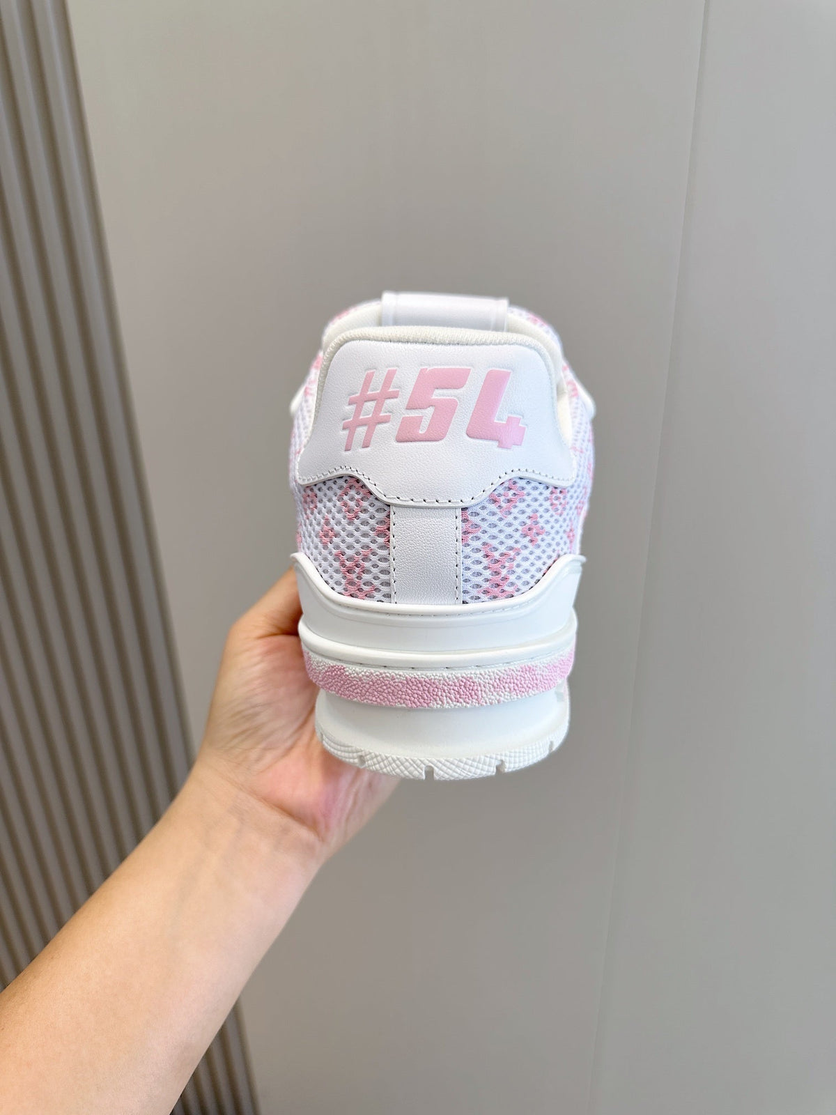 LV Pink And White Trainer Sneakers