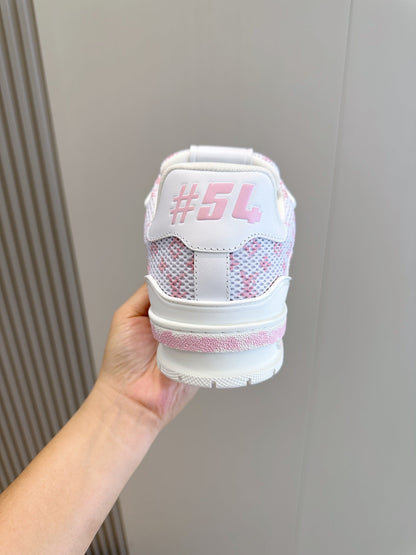 LV Pink And White Trainer Sneakers