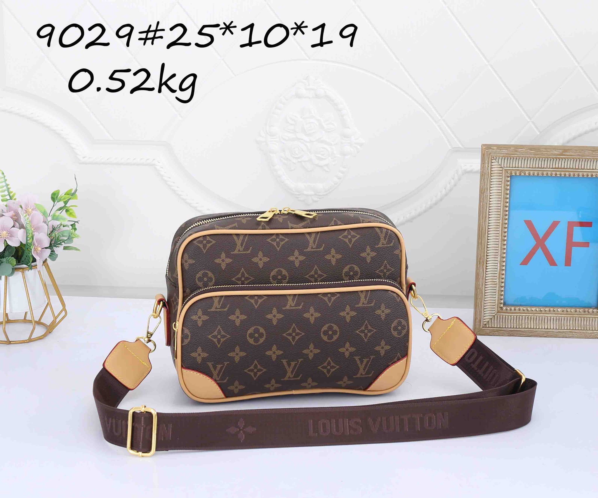 Premium Monogram Double-Zip Crossbody Bag