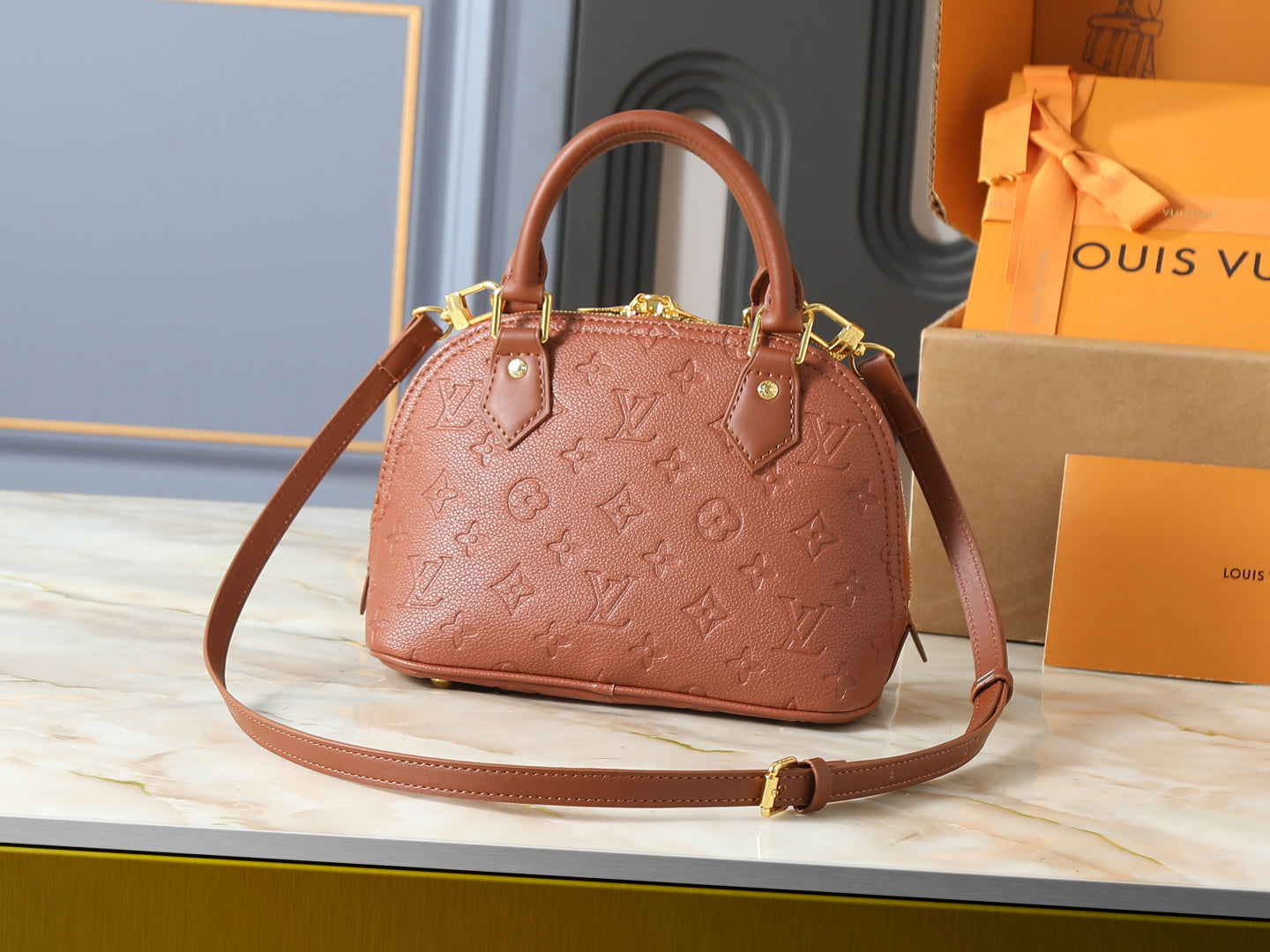 Alma-Inspired Embossed Satchel Bag