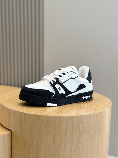 LV White & Black Trainer Sneakers