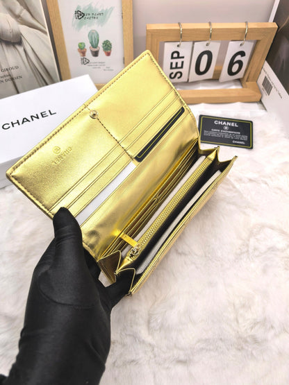 Glossy Long Compact Fold Wallet